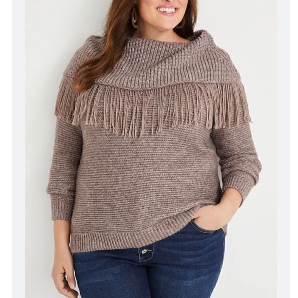 RAFAELLA Plus Size Cowl Neck Fridge Sweater Size 1X